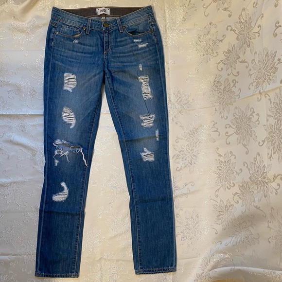 Paige Jimmy Jimmy Skinny In Delilah Destructed Blue Ripped Boyfriend Jeans 💙 25 - Picture 3 of 12